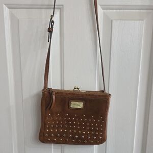 Chic Brown Crossbody with Gold Accents